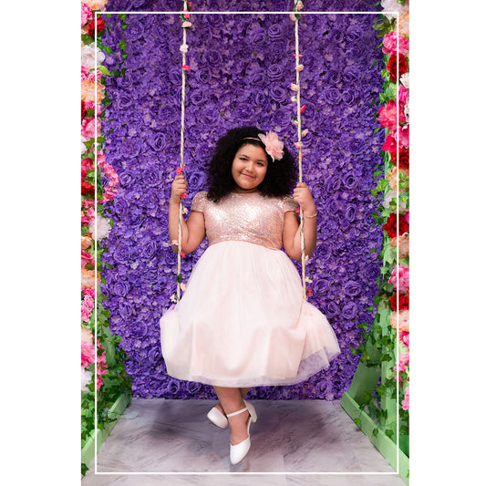 blush color plus size girl dress