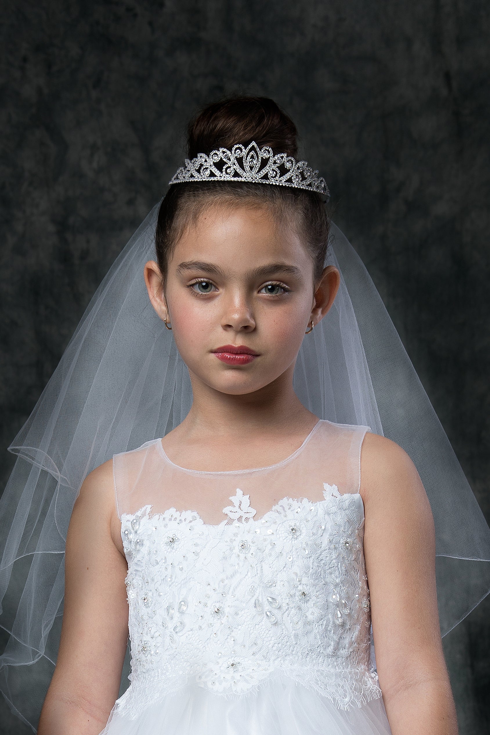 Kids Dream White Communion Flower Pearl Crown Veil