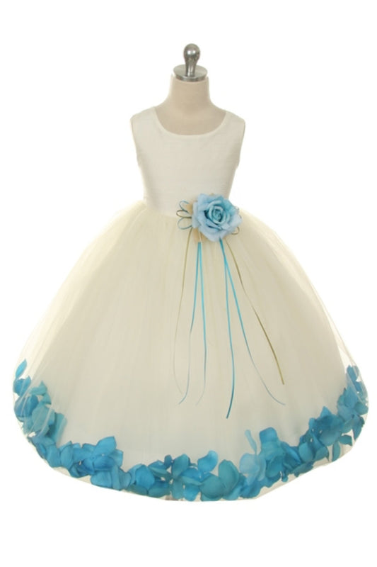 Ivory Satin Flower Petal Girls Dress (2 of 2)
