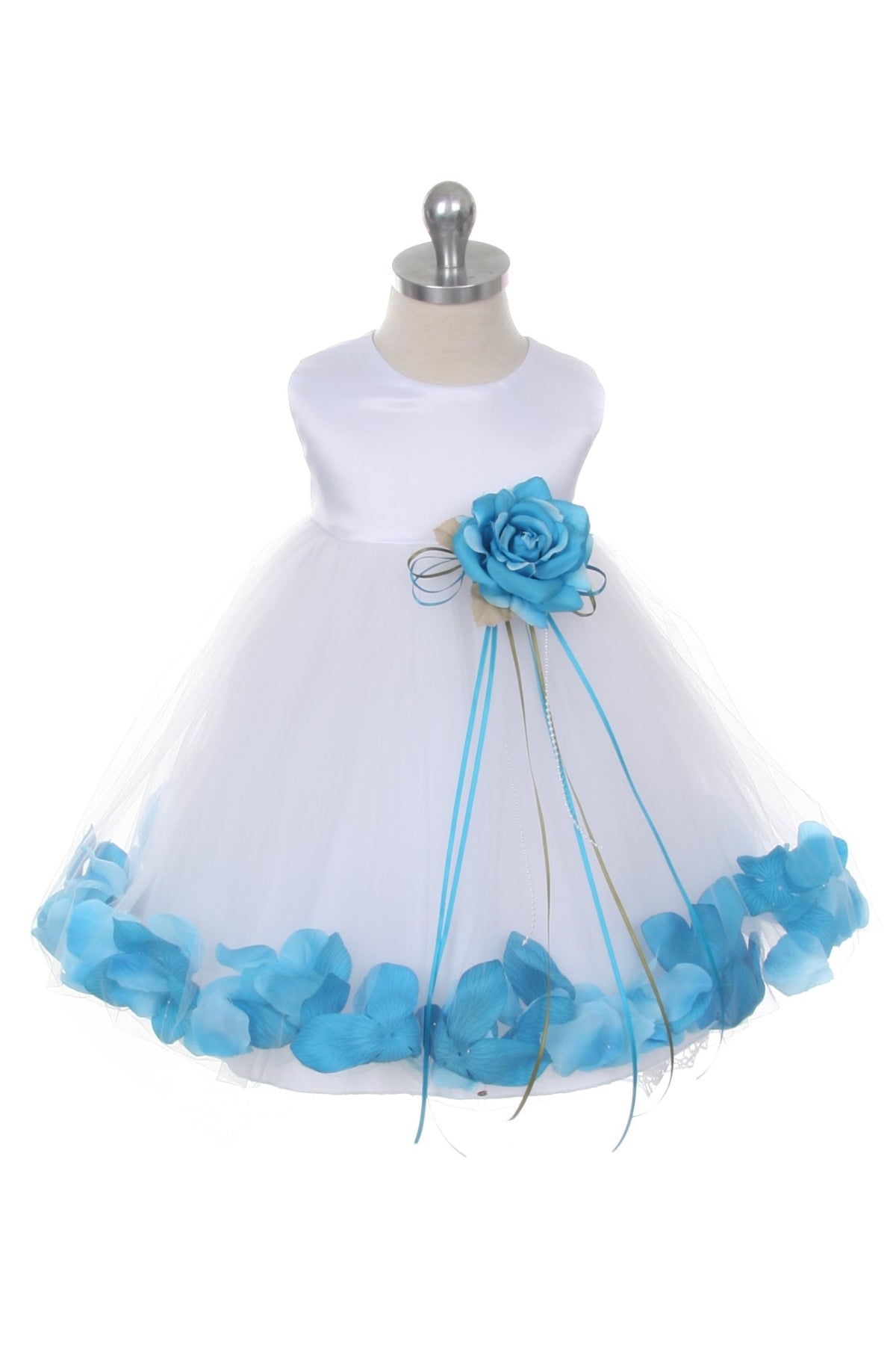 White Satin Flower Petal Baby Dress
