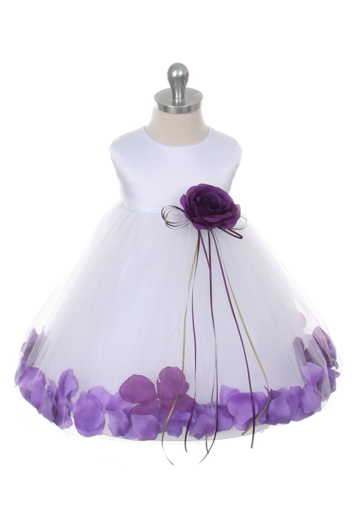 White Satin Flower Petal Baby Dress