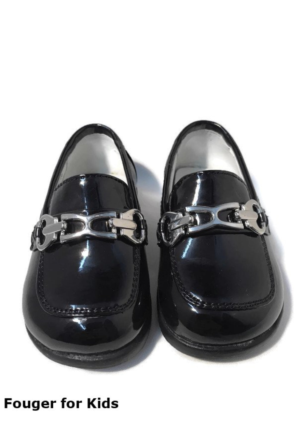 Faux Patent Leather Loafers with Horsebit Detail for Boys
