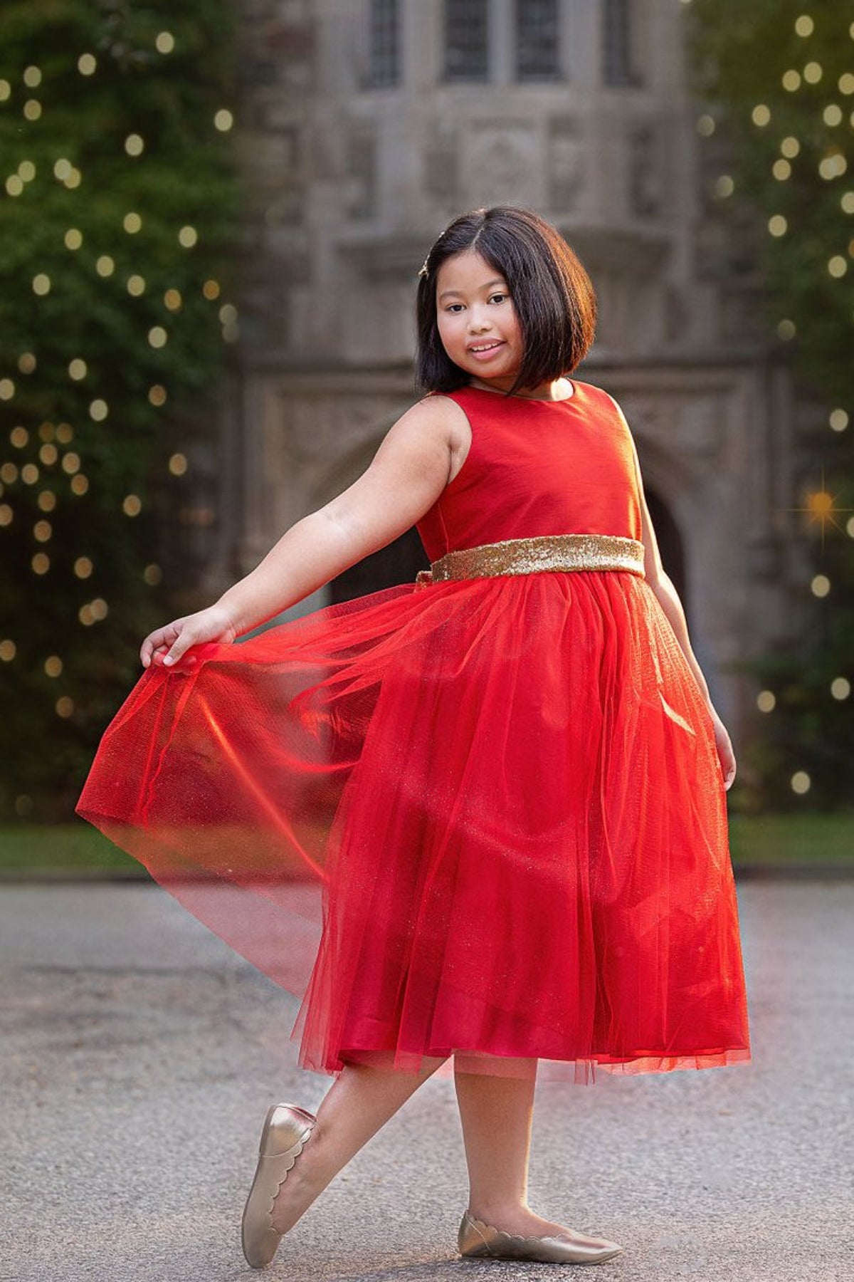 Gold Sequins V Back & Bow Plus Size Girls Dress – Kid's Dream