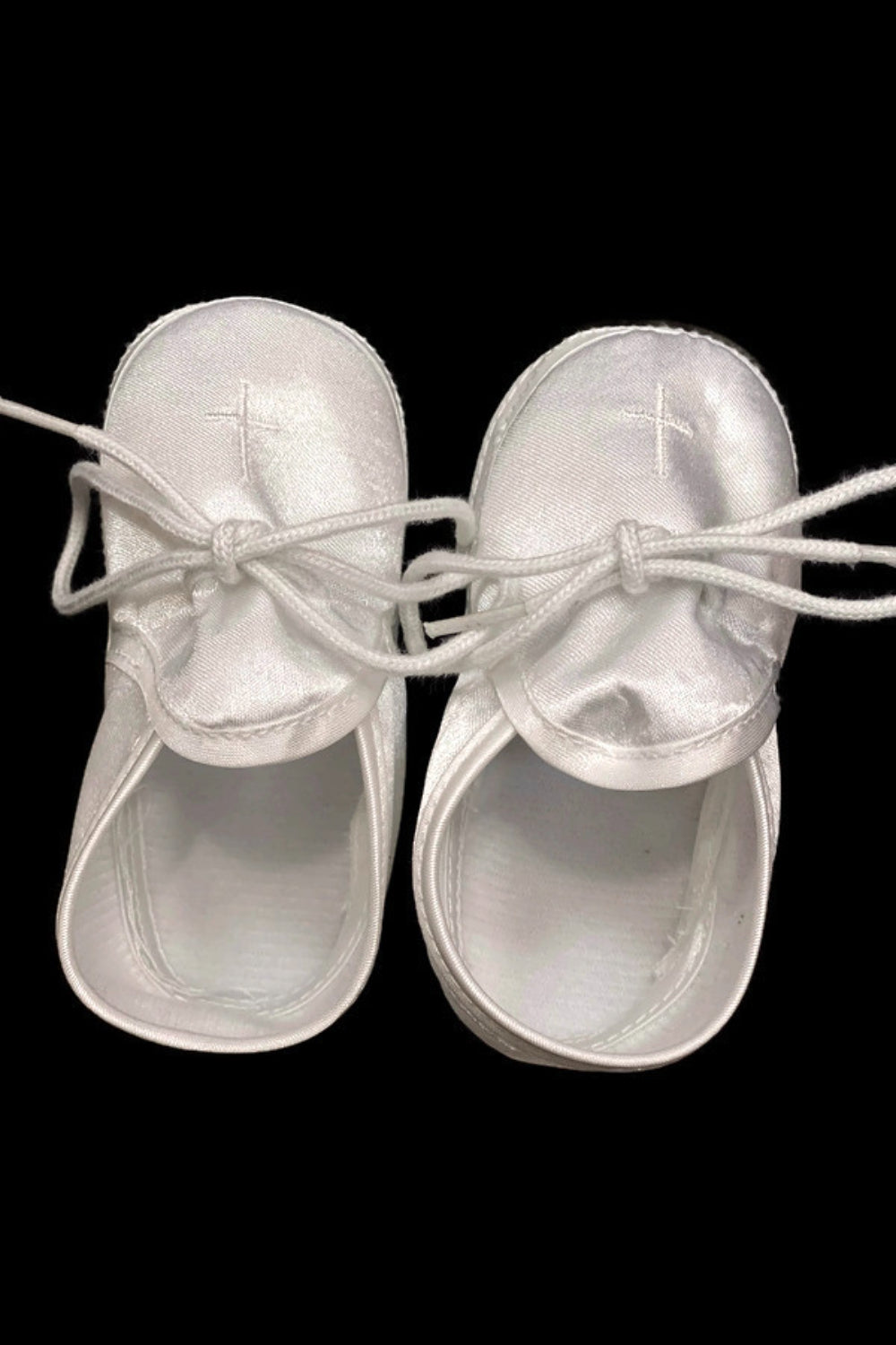 Soft-Soled White Baptism Shoes with Cross Detail for Baby Boys