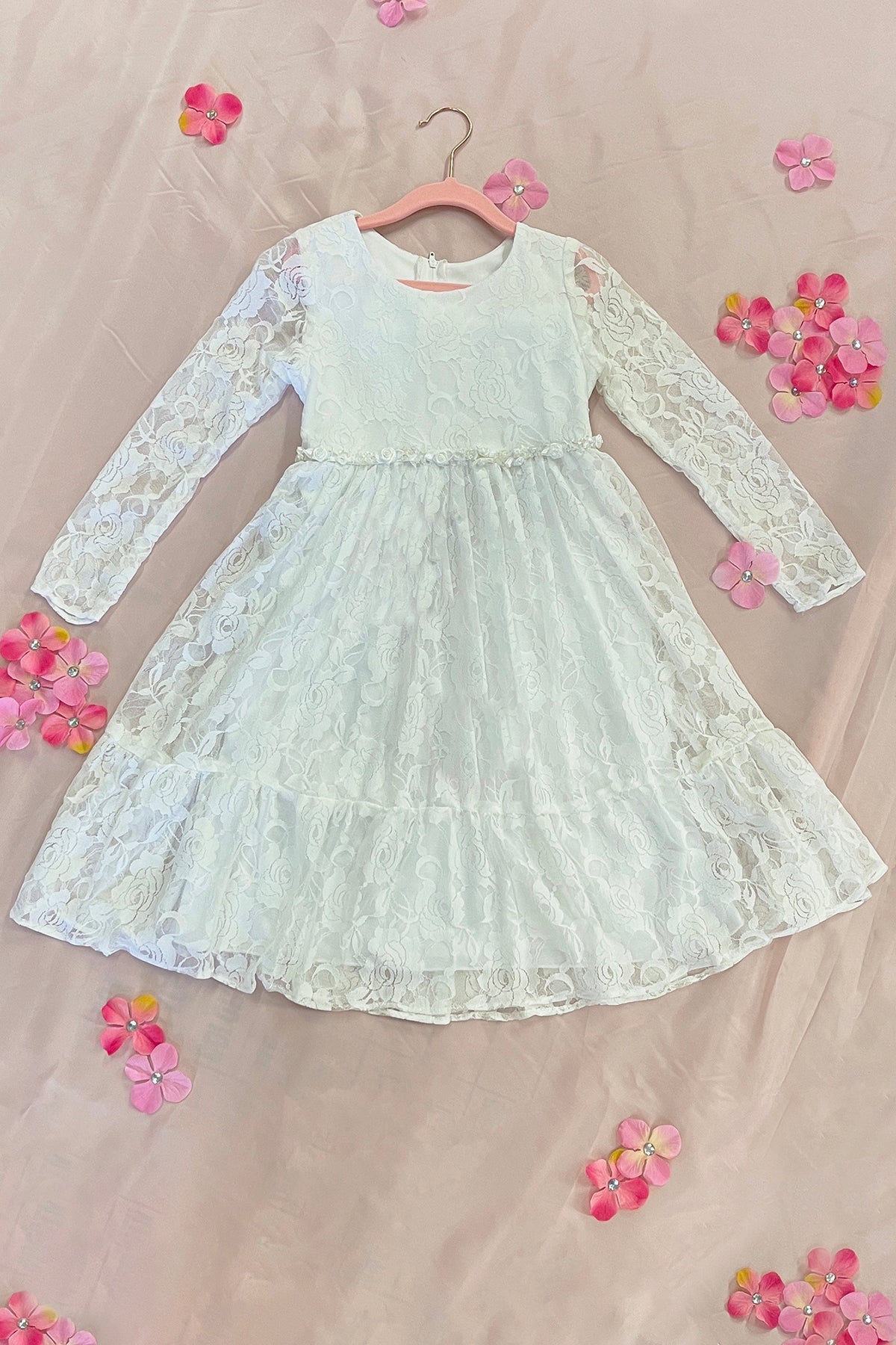 Dress - Long White Lace Maxi Boho Girls Dress