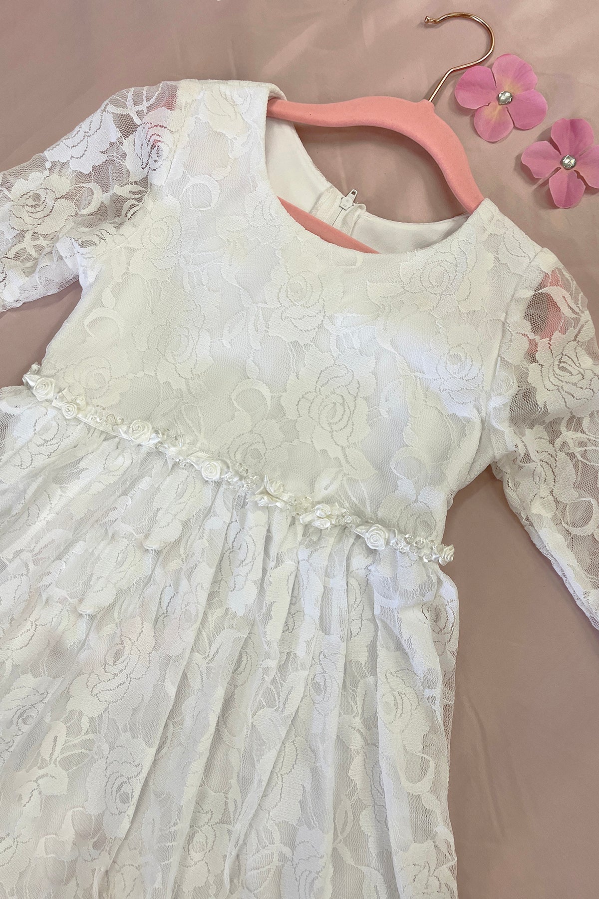 Dress - Long White Lace Maxi Boho Girls Dress