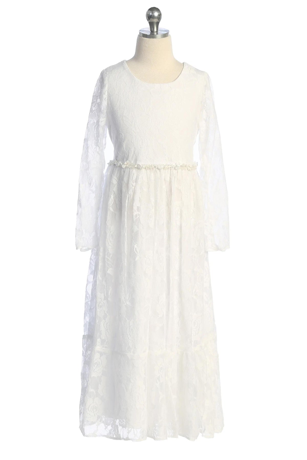 Dress - Long White Lace Maxi Boho Girls Dress