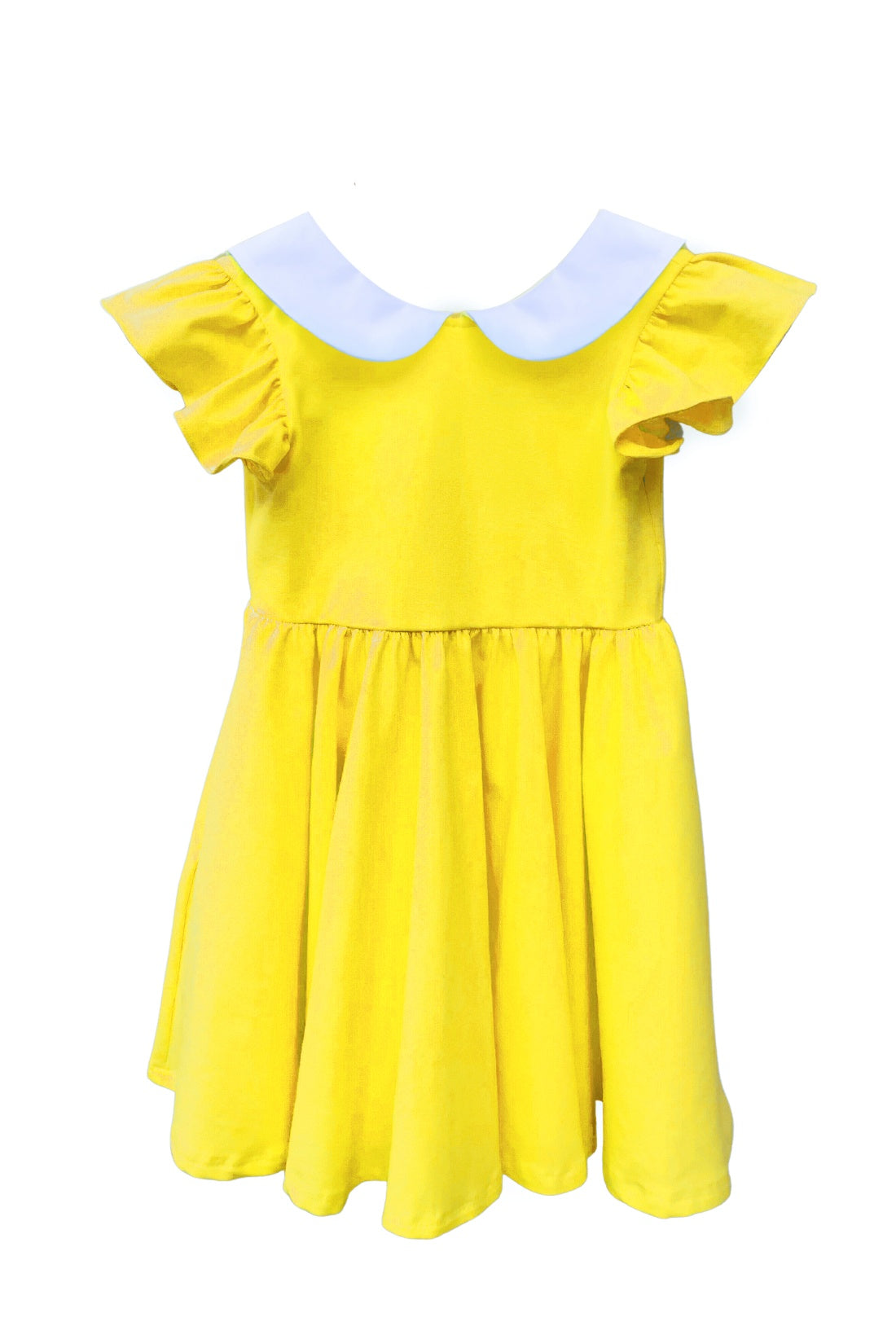 Yellow dress with white sales collar