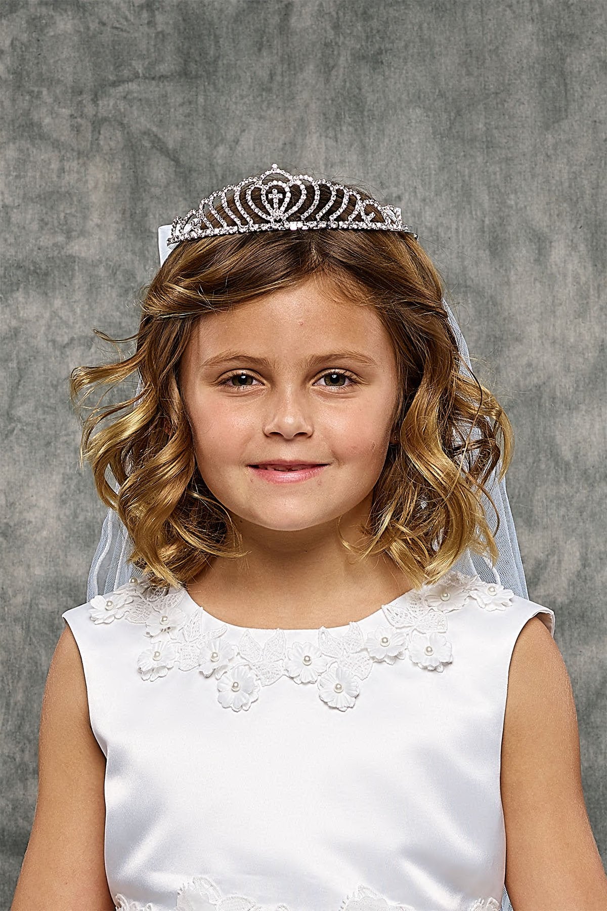 Kids Dream Communion Cross Crown Veil in White