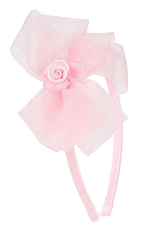 Accessories - Organza Bow Headband W/ Satin Flower