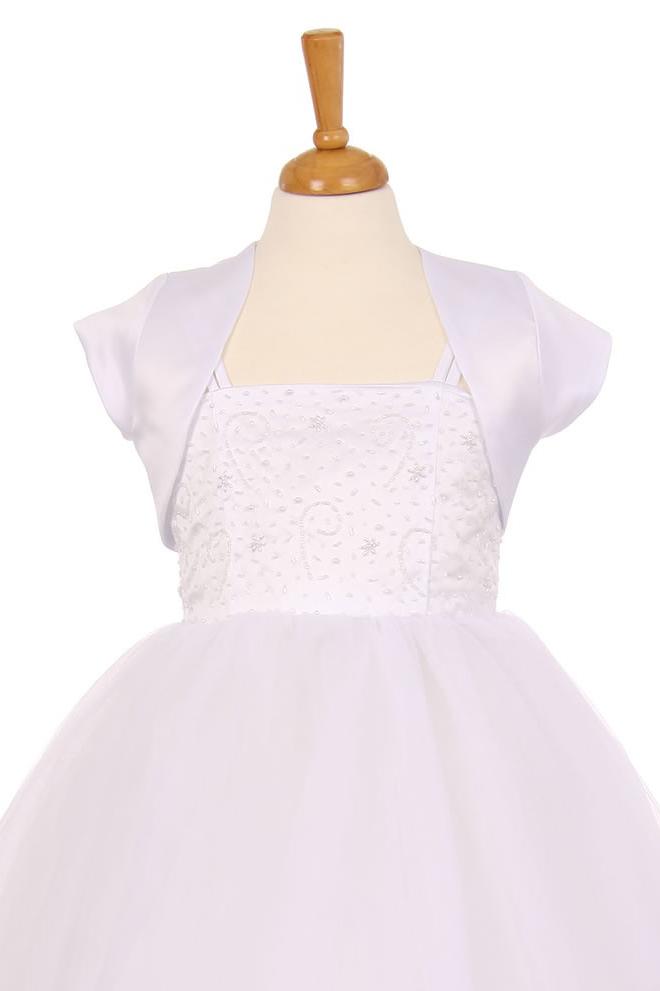 blue dress for baby girl Casual A-Line V-Neck Sleeveless Beaded With Bolero Beach Wedding Dress main image 0