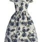 Dress - Blue Leaf Jacquard Plus Size Dress