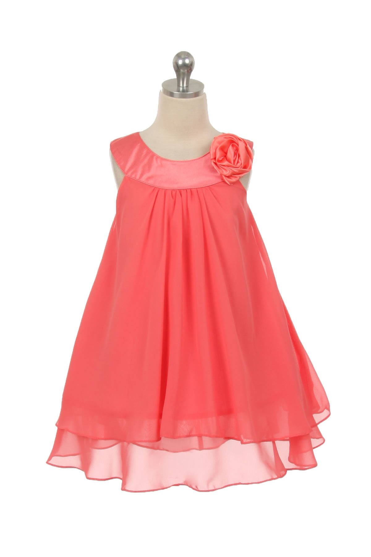 Chiffon Dress With Satin Neckline Kid's Dream Chiffon Dress With Satin Neckline Kid's Dream