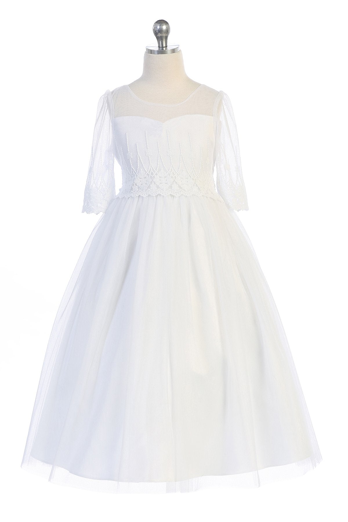 Dress - Embroidery Mesh Half Sleeve Dress