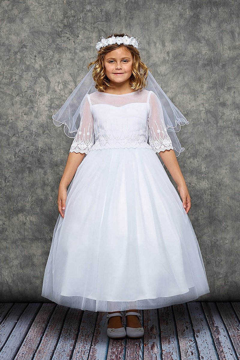 Dress - Embroidery Mesh Half Sleeve Dress