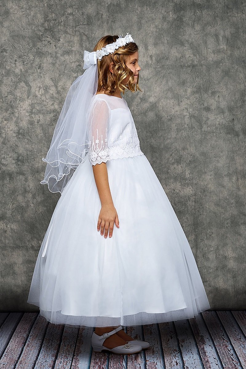 Dress - Embroidery Mesh Half Sleeve Dress