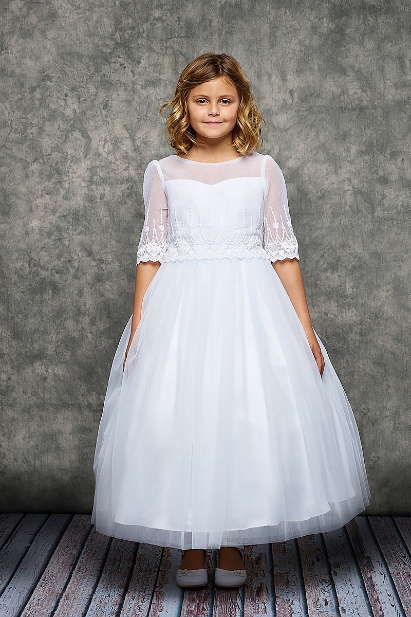 Dress - Embroidery Mesh Half Sleeve Dress