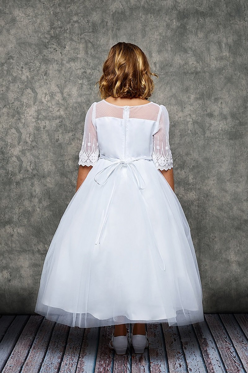 Dress - Embroidery Mesh Half Sleeve Dress