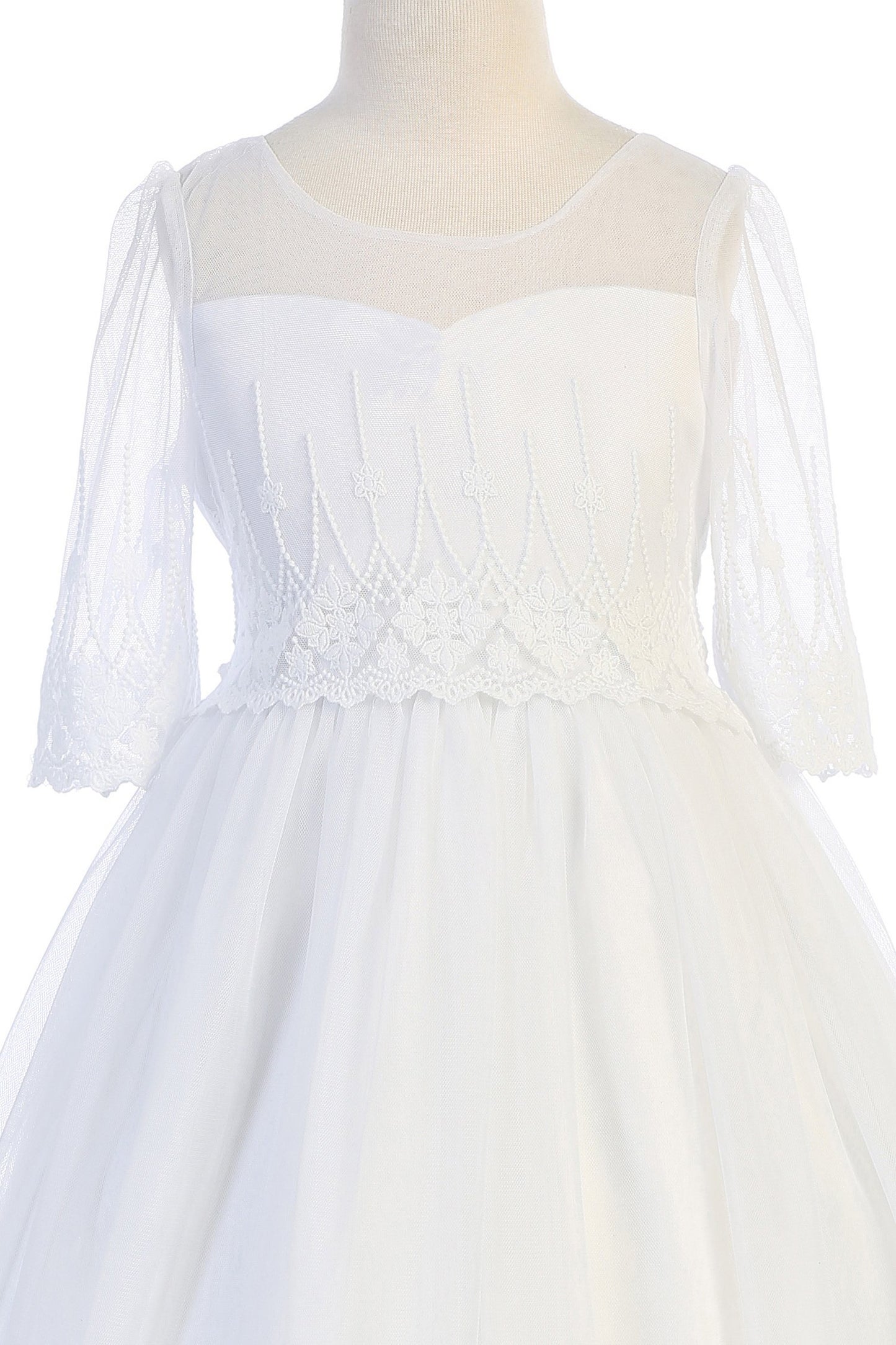 Dress - Embroidery Mesh Half Sleeve Dress