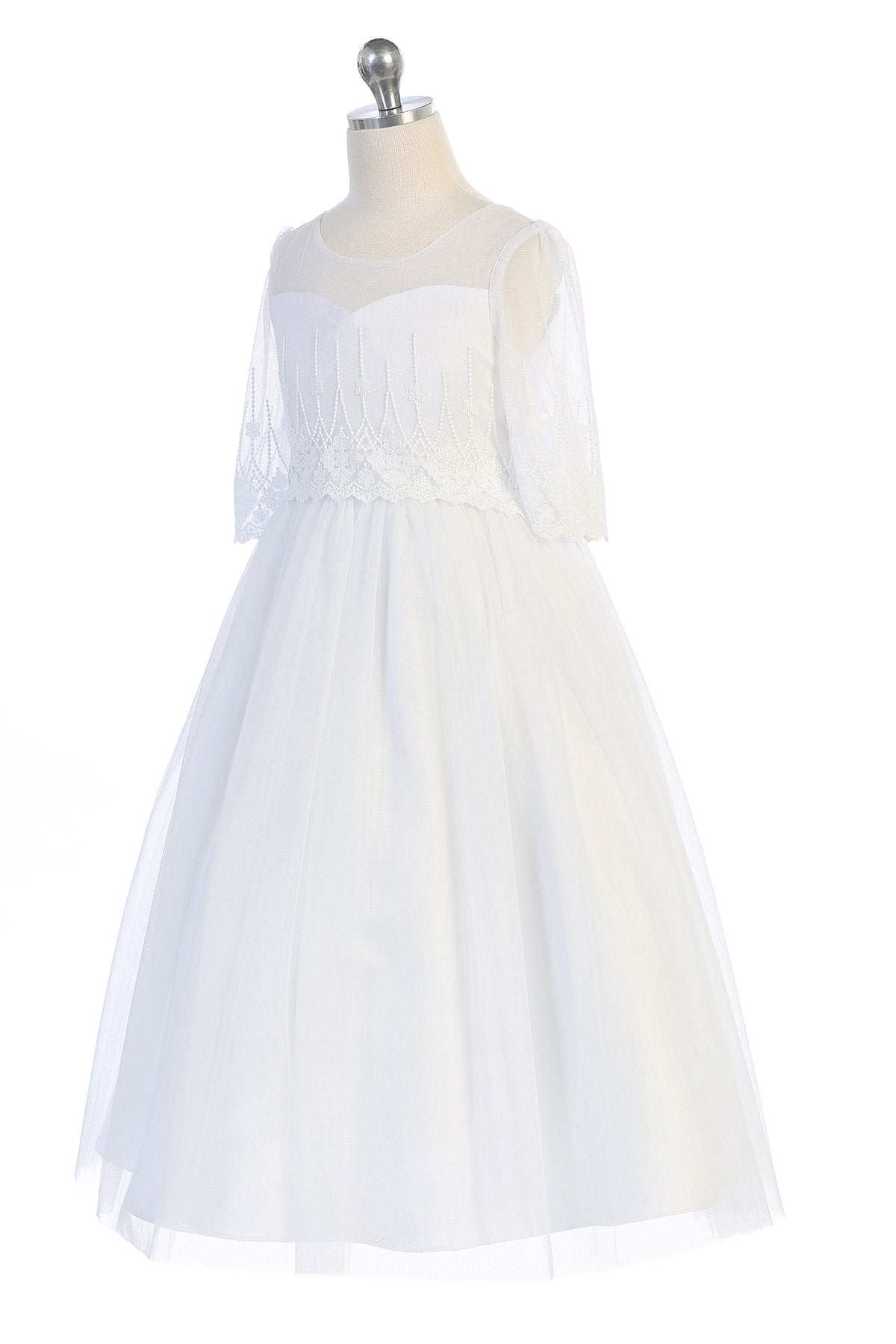Dress - Embroidery Mesh Half Sleeve Dress
