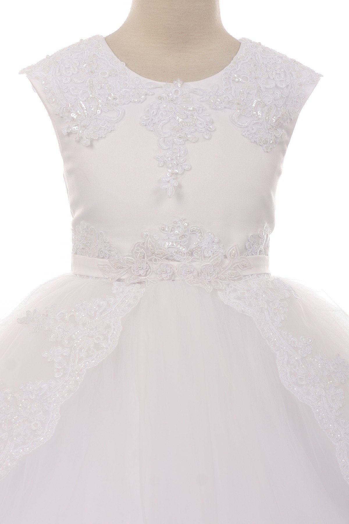 Dress - Lace Appliqué Swoop Train Dress