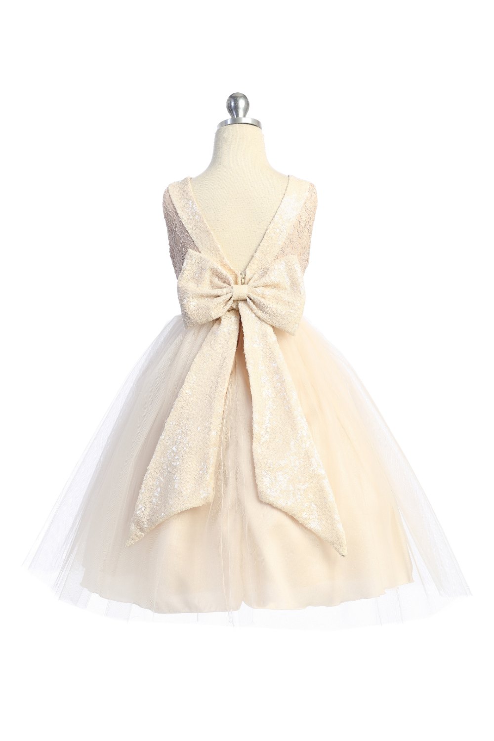 Dress - Lace Sequin Back V Dress