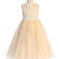 Dress - Long Lace Illusion Dress W/ Thick Pearl Trim