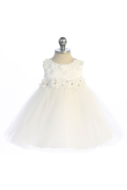 Dress - Princess Ballgown Baby Dress W/ Floral Trim