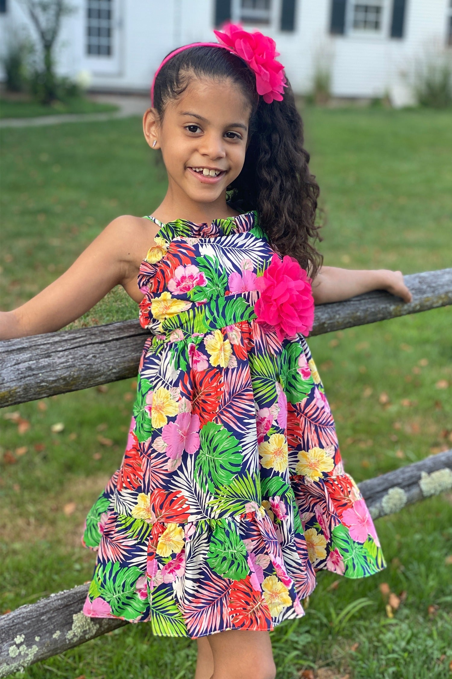 Kid s Dream Ruffle Tropical Cotton Dress