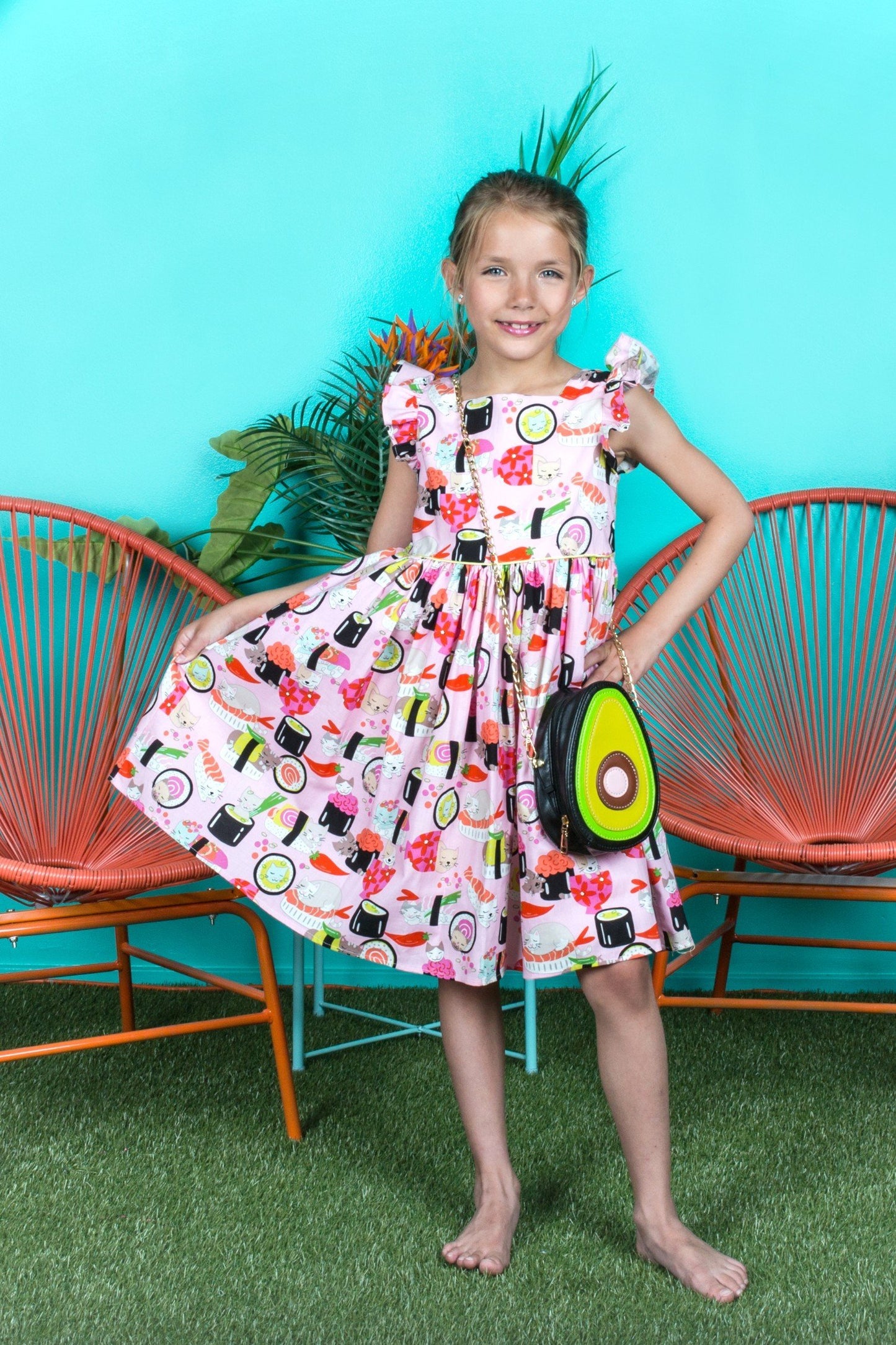 Dress - Sushi Cat Girl Dress- Pink