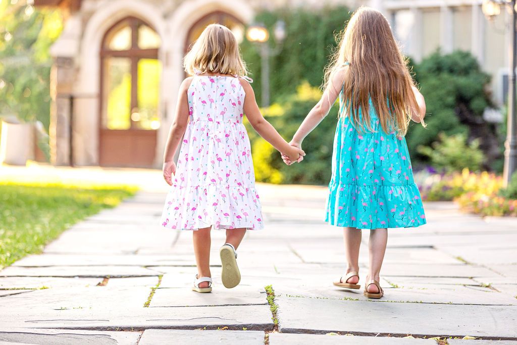 Dress - Teal Flamingo Cotton Shoulder Tie Dress