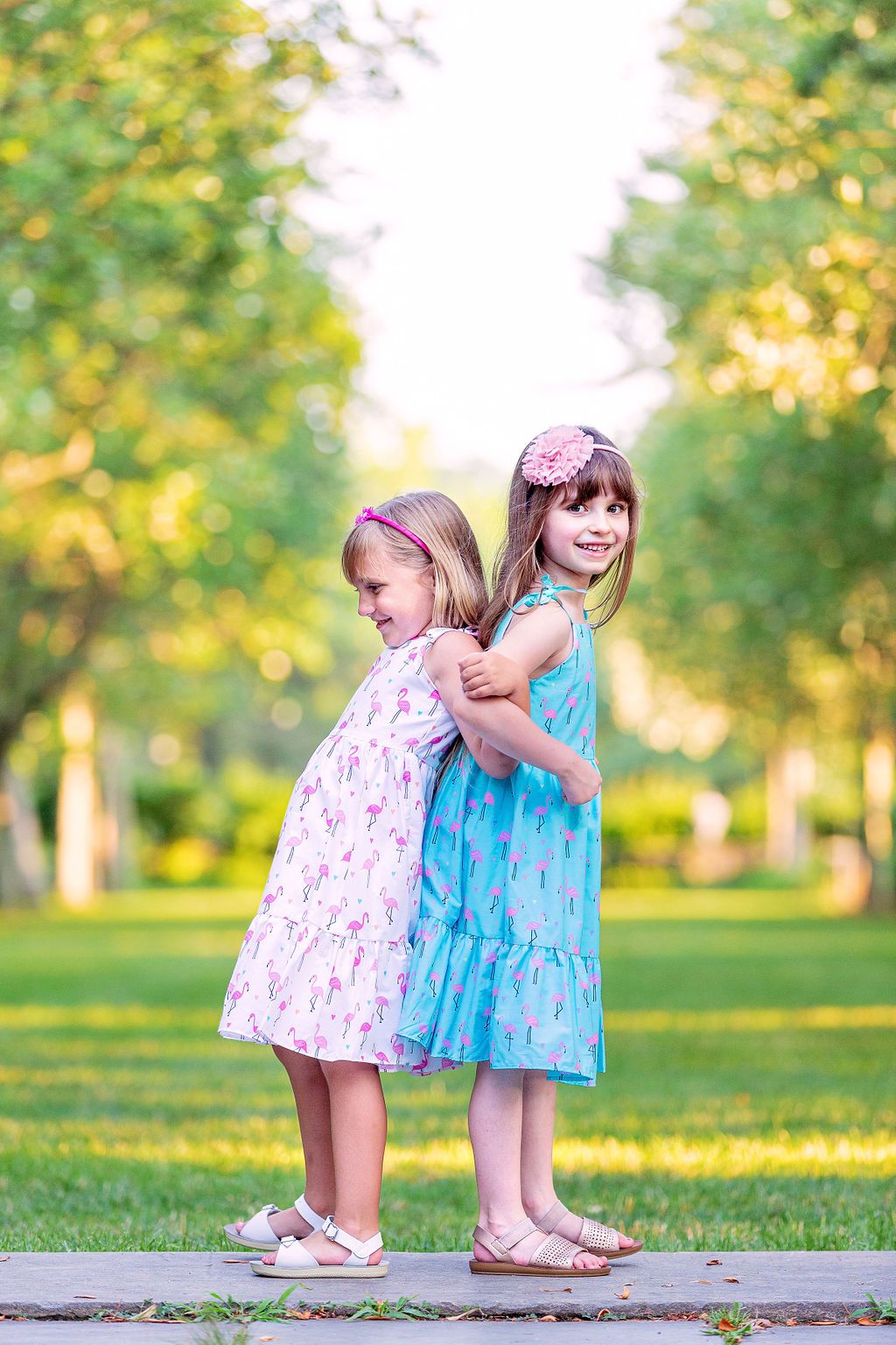 Dress - Teal Flamingo Cotton Shoulder Tie Dress