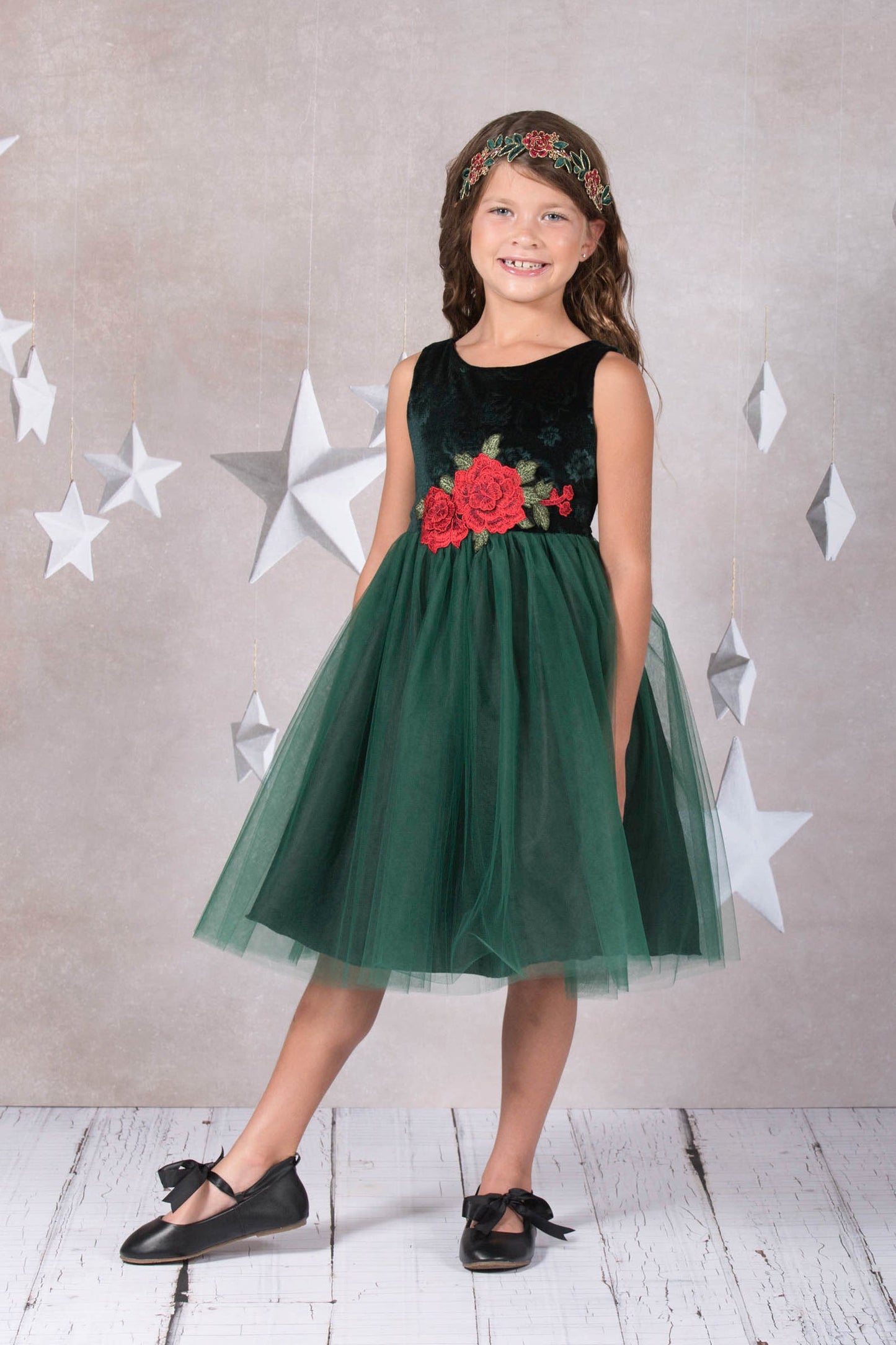 Dress - Velvet Rose Patch Girl Dress
