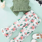 Girls Bow Detail Cami And Floral Flare Pants Set