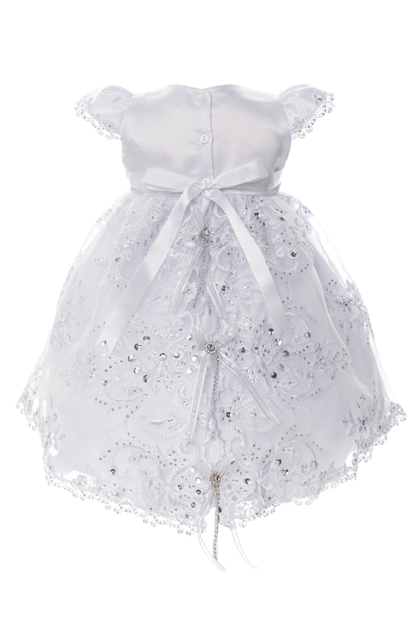 Capped Sleeve Pearl & Sequin Dress with Embroidered Virgin Mary & Matching Cape for Baby Girls (Copy)