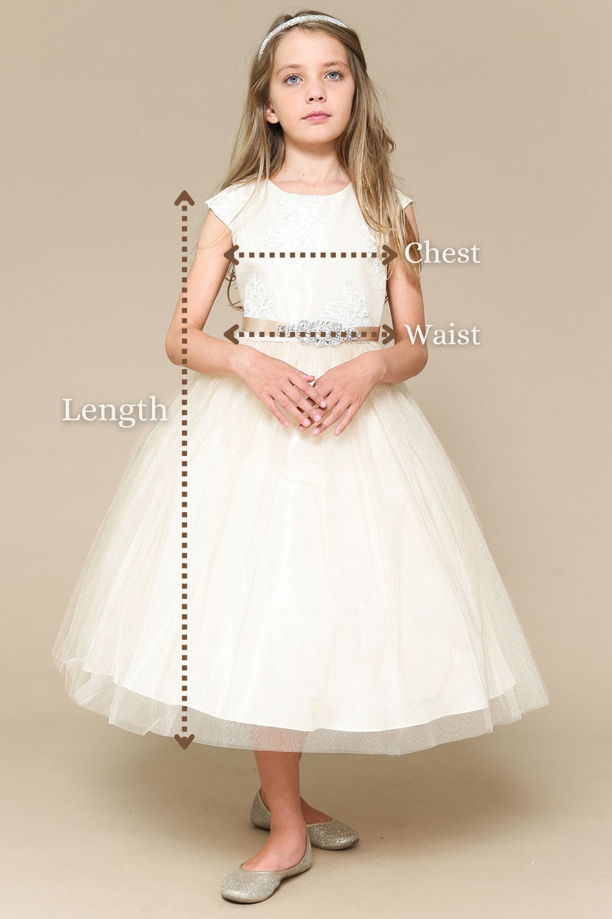 Dress - Zoey Satin & Tulle Girls Dress With Crystal Belt And Plus Size
