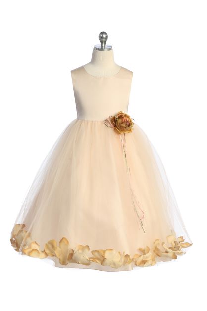 Blush Satin Flower Petal Girls Dress with Plus Sizes 2 / Blush / Champagne Blush Satin Flower Petal Girls Dress with Plus Sizes 2 / Blush / Champagne