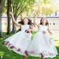 Ivory Satin Flower Petal Girls Dress (1 of 2)