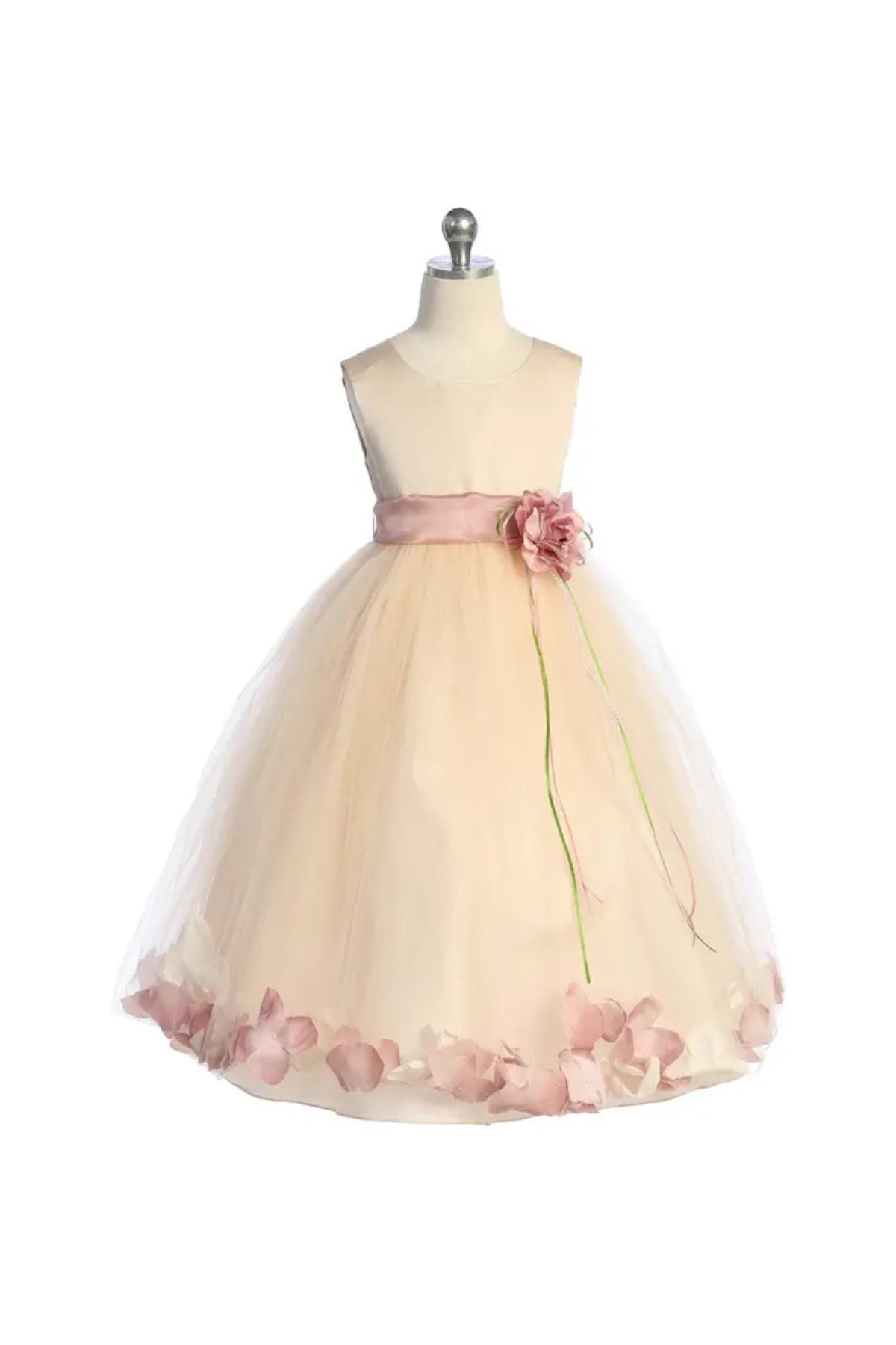 *RESTOCKED* Blush Satin Flower Petal Baby Dress