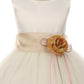 White Satin Flower Petal Girls Dress with Organza Sash and Plus Sizes