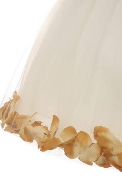 *RESTOCKED* White Satin Flower Petal Girl Dress with Organza Sash (1 of 2)