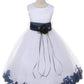 White Satin Flower Petal Plus Size Girls Dress