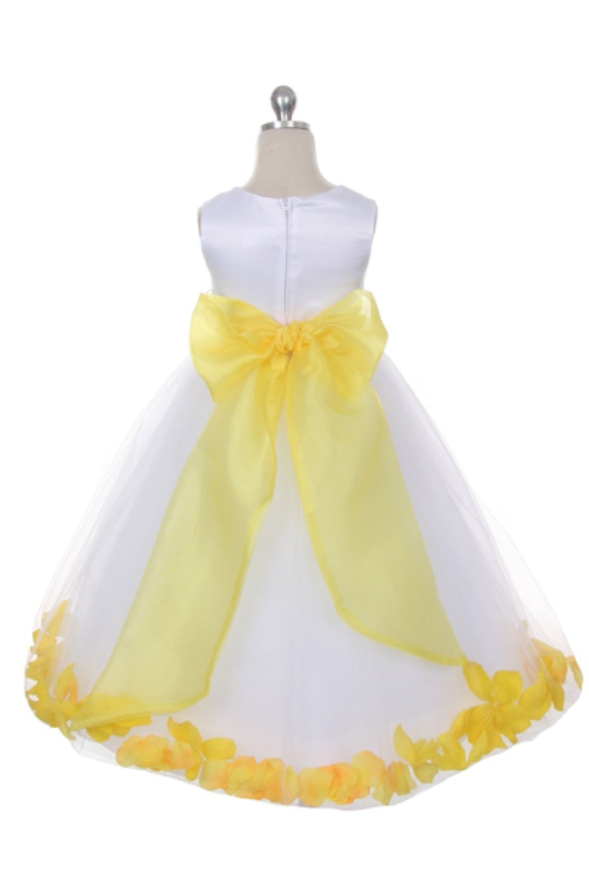 Ivory Satin Flower Petal Girls Dress with Organza Sash (2 of 2) 12 / Ivory / Baby Blue Ivory Satin Flower Petal Girls Dress with Organza Sash (2 of 2) 12 / Ivory / Baby Blue