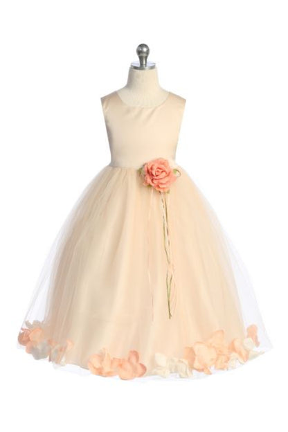 *RESTOCKED* Blush Satin Flower Petal Baby Dress