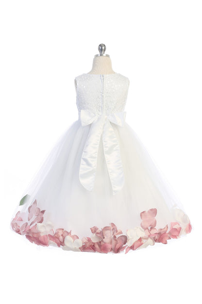 White Sequin Top Flower Petal Girl Dress (1 of 2)