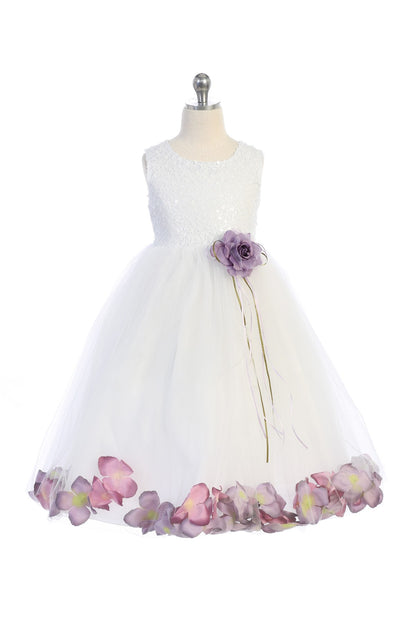 White Sequin Top Flower Petal Girl Dress (1 of 2)