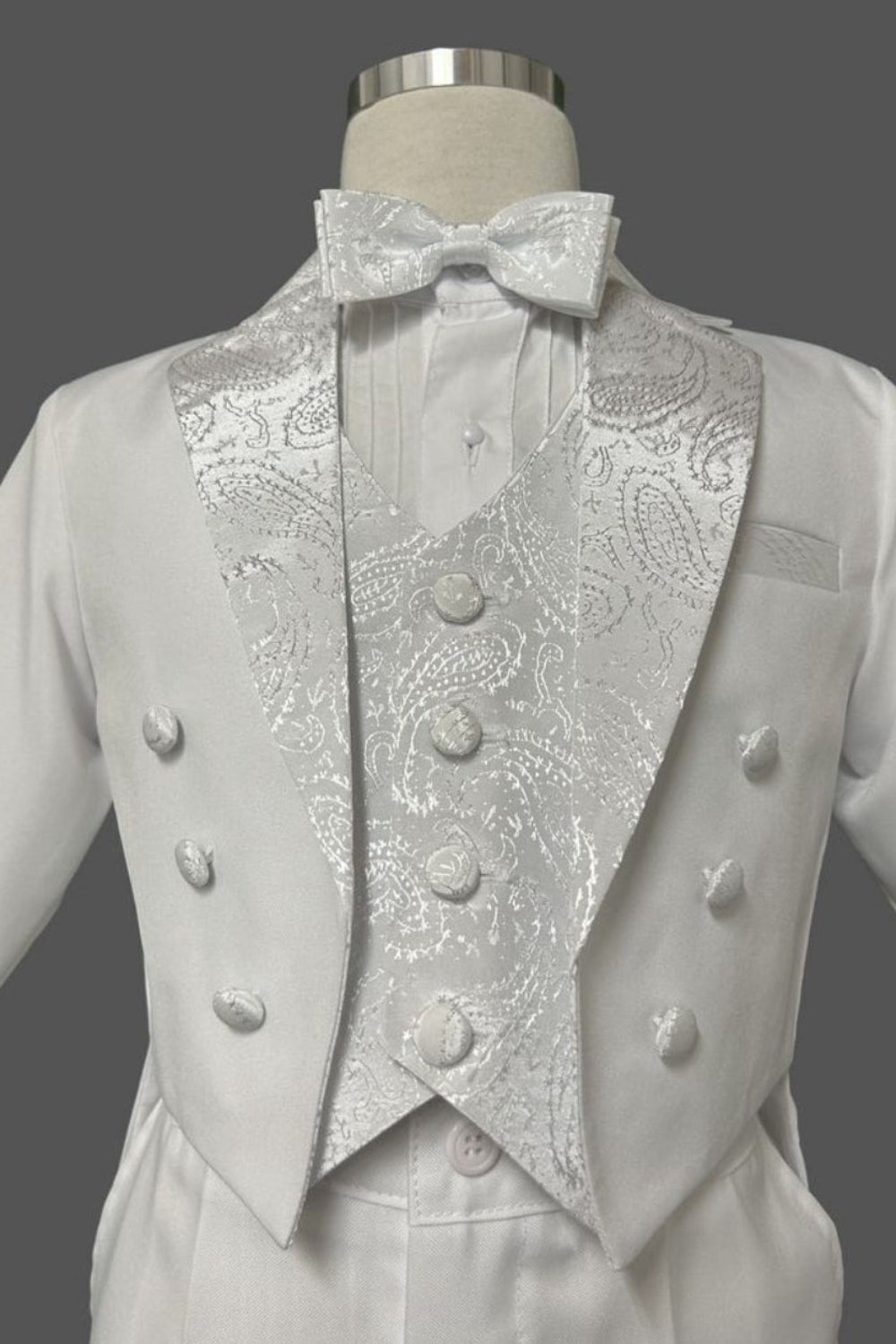 Six-Piece Tailcoat Set with Virgin Mary and Cross Accents for Boys