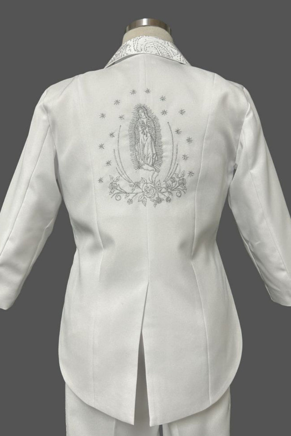 Six-Piece Tailcoat Set with Virgin Mary and Cross Accents for Boys