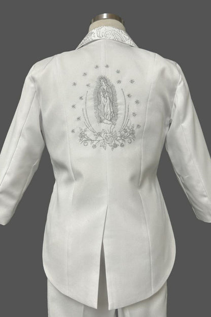 Six-Piece Tailcoat Set with Virgin Mary and Cross Accents for Boys