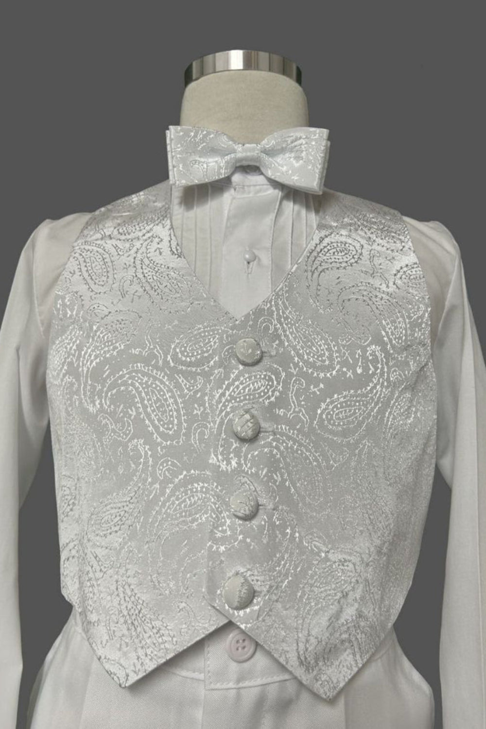 Six-Piece Tailcoat Set with Virgin Mary and Cross Accents for Boys